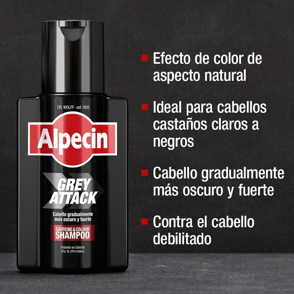 Shampoo Alpecin Grey Attack 200ml - Tratamiento Contra Canas y Caída del Cabello