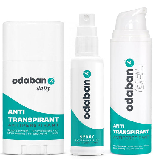 Kit Antitranspirante Odaban Spray + Gel + Deo Stick - Tratamiento Sudoración Excesiva
